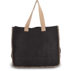   Női táska Kimood KI0248 Jute Bag With Contrast Stitching -Egy méret, Black/Natural