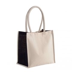   Uniszex táska Kimood KI0255 Cotton / Jute Tote Bag - 17L -Egy méret, Natural/Turquoise