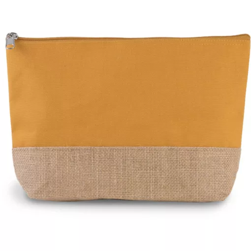 Uniszex bevásárló táska Kimood KI0276 Canvas Jute pouch -Egy méret, Cumin Yellow/Natur