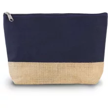 Uniszex bevásárló táska Kimood KI0276 Canvas Jute pouch -Egy méret, Navy/Natural White