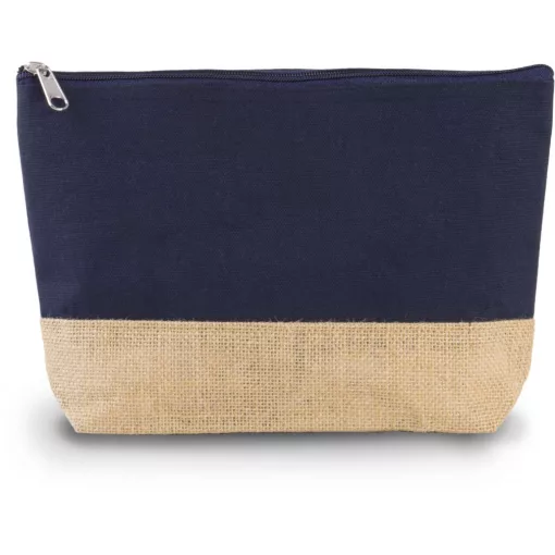 Uniszex bevásárló táska Kimood KI0276 Canvas Jute pouch -Egy méret, Navy/Natural White