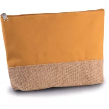 Uniszex bevásárló táska Kimood KI0276 Canvas Jute pouch -Egy méret, Navy/Natural White