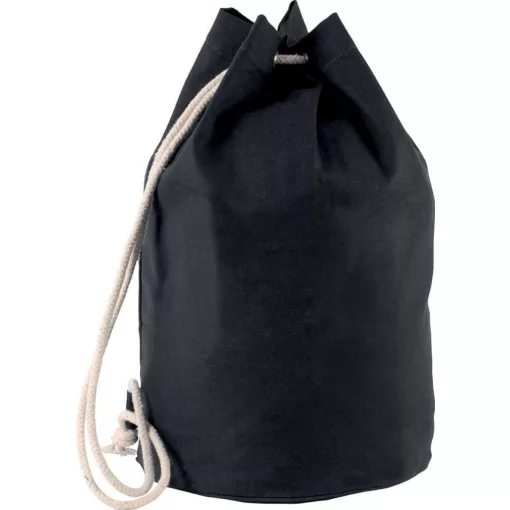 Uniszex táska Kimood KI0629 Cotton Sailor-Style Bag With Drawstring -Egy méret, Black