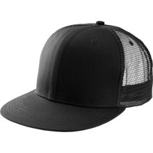 Uniszex sapka K-UP KP113 Trucker Flat peak Cap - 6 panels -Egy méret, Black