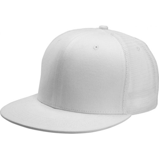 Uniszex sapka K-UP KP113 Trucker Flat peak Cap - 6 panels -Egy méret, White/Black