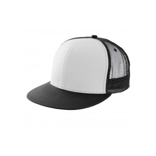 Uniszex sapka K-UP KP113 Trucker Flat peak Cap - 6 panels -Egy méret, White/Black