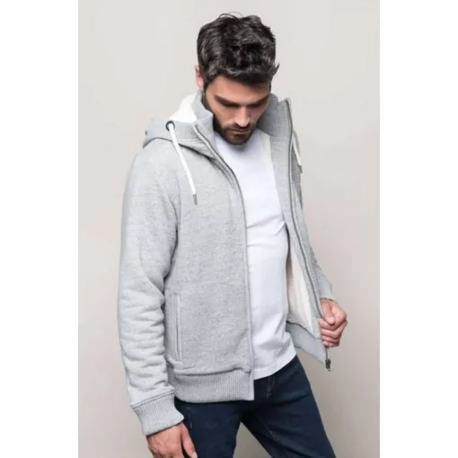 Férfi pulóver Kariban KV2312 vintage Sherpa-Lined Fleece Jacket -S, Slub Grey Heather