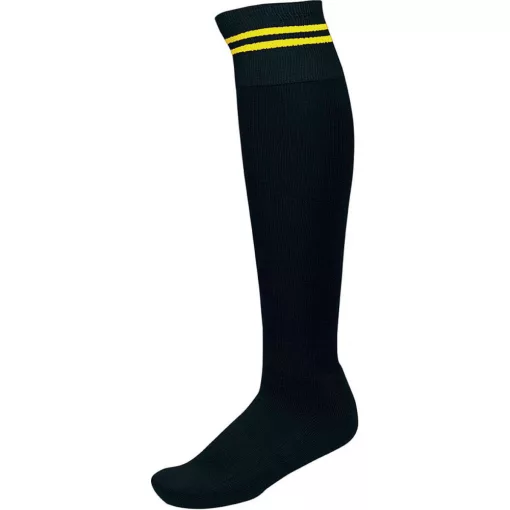Uniszex zokni Proact PA015 Striped Sports Socks -43/46, Black/Sporty Yellow