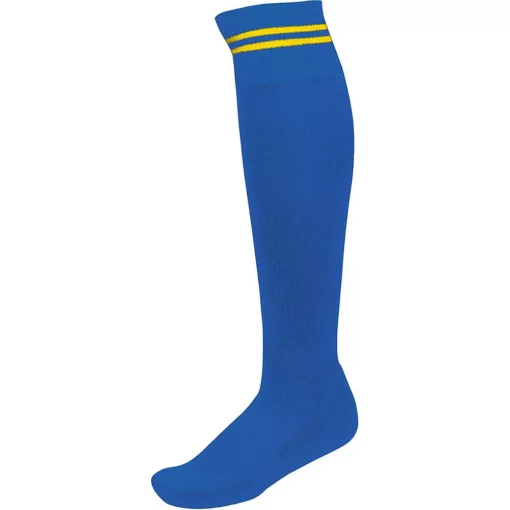 Uniszex zokni Proact PA015 Striped Sports Socks -27/30, Dark Royal Blue/Sporty Yellow