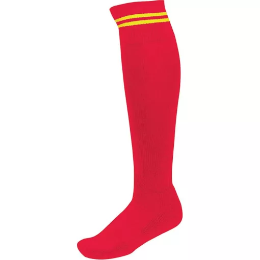 Uniszex zokni Proact PA015 Striped Sports Socks -31/34, Sporty Red/Sporty Yellow