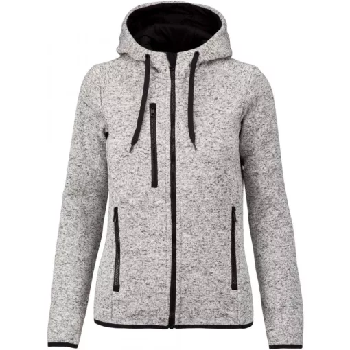 Női kabát Proact PA366 Ladies’ Heather Hooded Jacket -XL, Light Grey Mélange