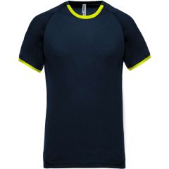   Férfi póló Proact PA406 performance T-Shirt -S, Navy Heather/Fluorescent Yellow
