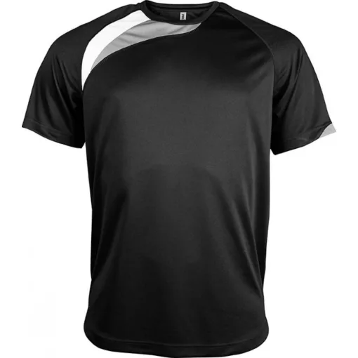 Uniszex póló Proact PA436 Adults Short-Sleeved Jersey -S, Black/White/Storm Grey