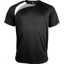 Uniszex póló Proact PA436 Adults Short-Sleeved Jersey -S, Black/White/Storm Grey