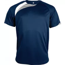 Uniszex póló Proact PA436 Adults Short-Sleeved Jersey -L, Sporty Navy/White/Storm Grey