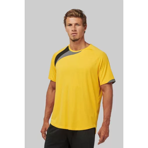 Uniszex póló Proact PA436 Adults Short-Sleeved Jersey -XL, Sporty Navy/White/Storm Gre