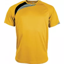 Uniszex póló Proact PA436 Adults Short-Sleeved Jersey -2XL, Sporty Yellow/Black/Storm 