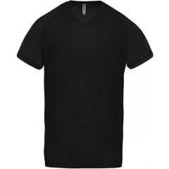   Férfi póló Proact PA476 Men’S v-neck Short Sleeve Sports T-Shirt -2XL, Black
