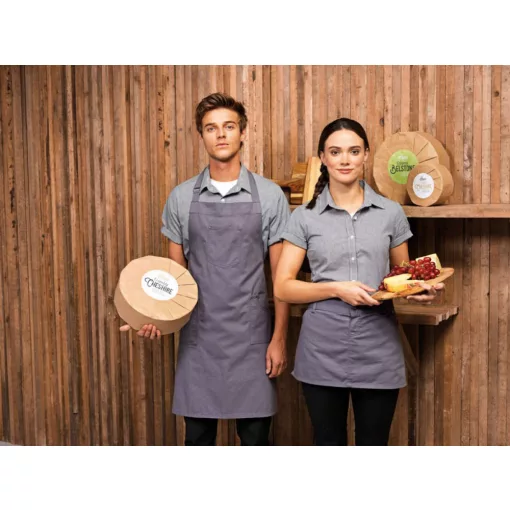 Uniszex, női, férfi kötény, szakács, pincér Premier PR132 Chino’ Bib Apron -Egy méret, Khaki