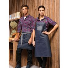 Uniszex kötény Premier PR136 Division Waxed Look Denim Bib Apron With Faux Leather -Eg