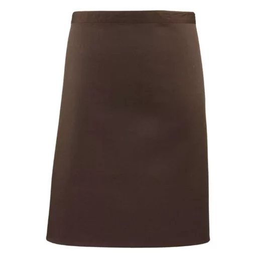Uniszex, női, férfi kötény, szakács, pincér Premier PR151 Colours Collection’ Mid Length Apron -Egy méret, Brown