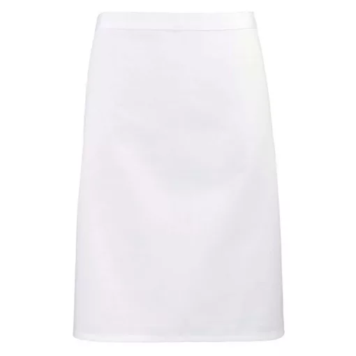 Uniszex, női, férfi kötény, szakács, pincér Premier PR151 Colours Collection’ Mid Length Apron -Egy méret, White