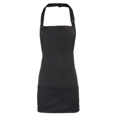  Uniszex, női, férfi kötény, szakács, pincér Premier PR159 Colours Collection’ 2 In 1 Apron -Egy méret, Black