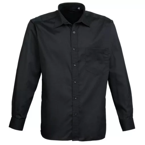 Férfi ing Premier PR200 Men S Long Sleeve poplin Shirt -5XL, Black