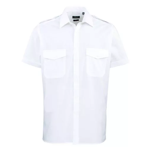 Férfi ing Premier PR212 Men’S Short Sleeve pilot Shirt -L, White