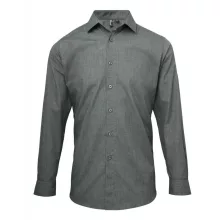 Férfi ing Premier PR217 Men S Cross-Dye Roll Sleeve poplin Bar Shirt -XS, Grey Denim