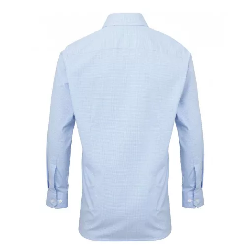 Férfi ing Premier PR220 Men S Long Sleeve Gingham Cotton Microcheck Shirt -XL, Light B