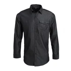   Férfi ing Premier PR222 Men’S Jeans Stitch Denim Shirt -3XL, Black Denim