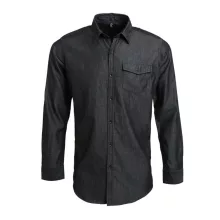 Férfi ing Premier PR222 Men’S Jeans Stitch Denim Shirt -XL, Black Denim