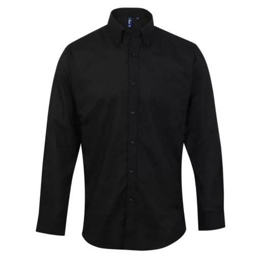 Férfi ing Premier PR234 Men’S Long Sleeve Signature Oxford Shirt -S/M, Black