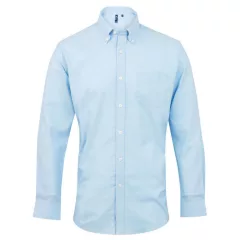   Férfi ing Premier PR234 Men’S Long Sleeve Signature Oxford Shirt -M/L, Light Blue