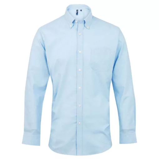 Férfi ing Premier PR234 Men’S Long Sleeve Signature Oxford Shirt -M/L, Light Blue