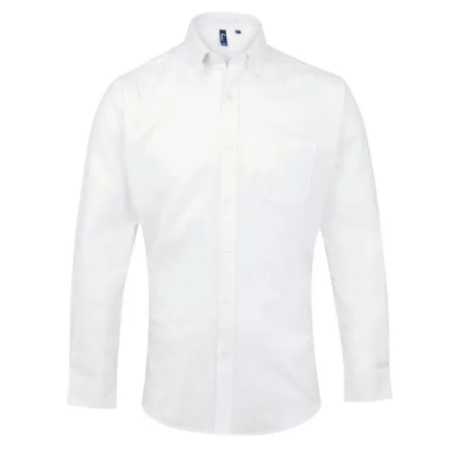 Férfi ing Premier PR234 Men’S Long Sleeve Signature Oxford Shirt -M/L, White