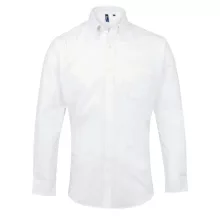 Férfi ing Premier PR234 Men’S Long Sleeve Signature Oxford Shirt -S, White