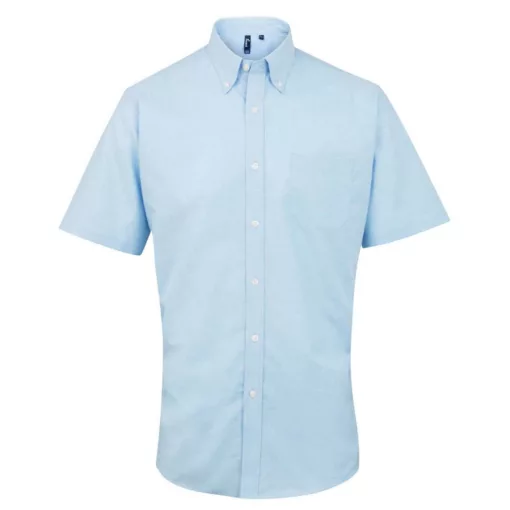 Férfi ing Premier PR236 Men’S Short Sleeve Signature Oxford Shirt -2XL, Light Blue