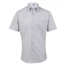 Férfi ing Premier PR236 Men’S Short Sleeve Signature Oxford Shirt -S, Silver