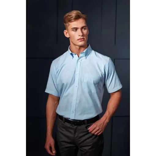 Férfi ing Premier PR236 Men’S Short Sleeve Signature Oxford Shirt -S, White
