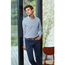 Férfi ing Premier PR238 Men’S Cotton Rich Oxford Stripes Shirt -XL, White/Oxford Blue