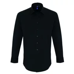 Férfi ing Premier PR244 Men S Stretch-Fit Cotton poplin Long Sleeve Shirt -XL, Black