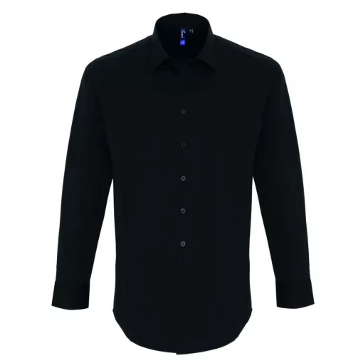 Férfi ing Premier PR244 Men S Stretch-Fit Cotton poplin Long Sleeve Shirt -XL, Black