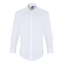 Férfi ing Premier PR244 Men S Stretch-Fit Cotton poplin Long Sleeve Shirt -M, White