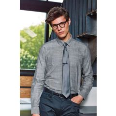 Férfi ing Premier PR245 Men S Cotton Slub Chambray Long Sleeve Shirt -S, Grey