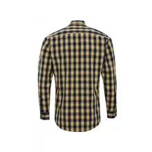 Férfi ing Premier PR250 Mulligan Check - Men S Long Sleeve Cotton Shirt -L, Camel/Navy