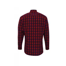 Férfi ing Premier PR250 Mulligan Check - Men S Long Sleeve Cotton Shirt -3XL, Red/Navy