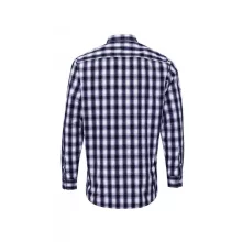 Férfi ing Premier PR250 Mulligan Check - Men S Long Sleeve Cotton Shirt -3XL, White/Na
