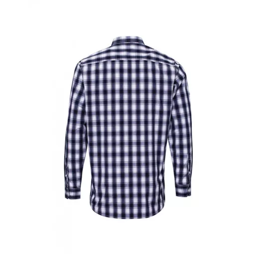 Férfi ing Premier PR250 Mulligan Check - Men S Long Sleeve Cotton Shirt -3XL, White/Na